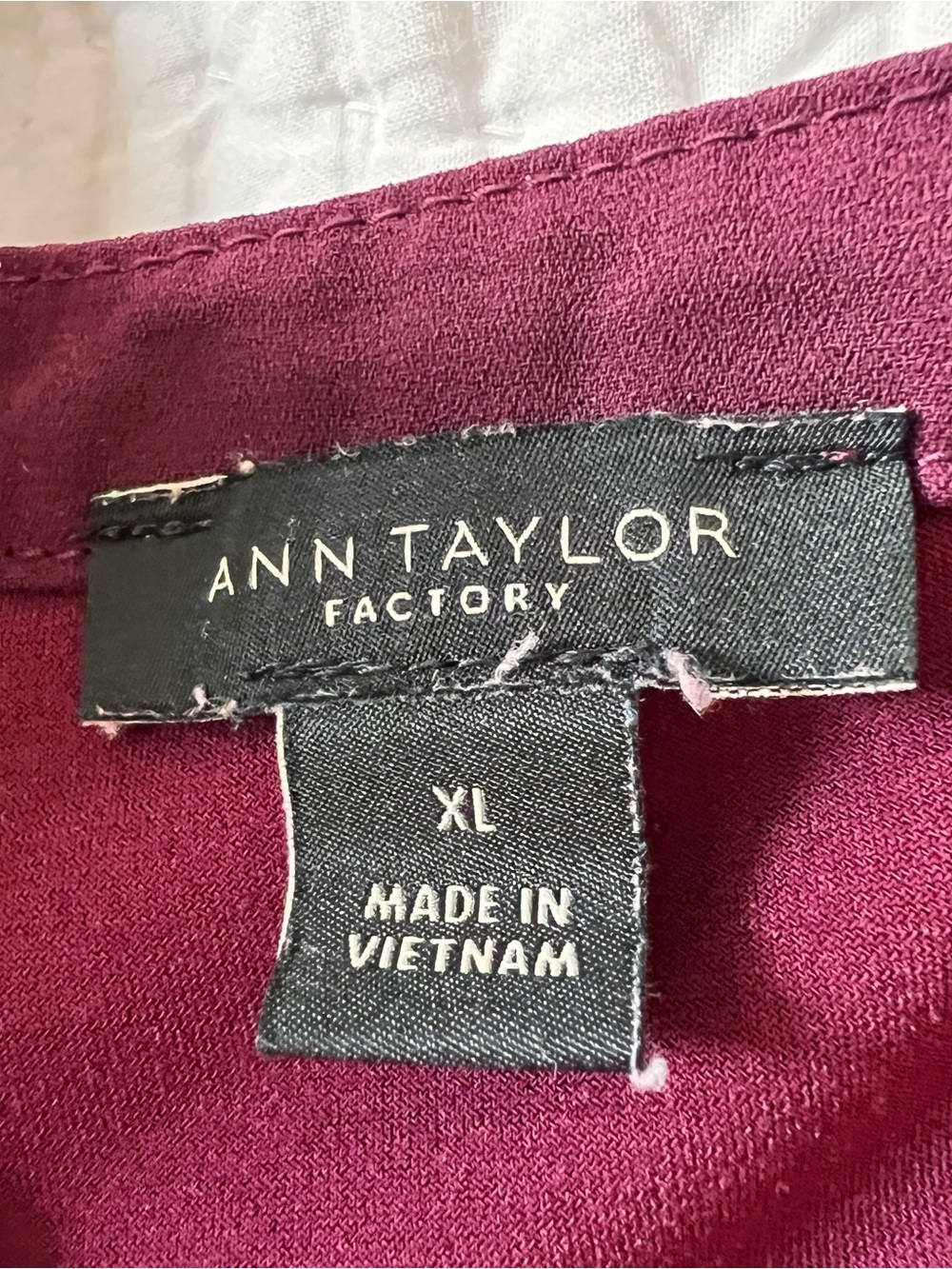 Ann Taylor Factory Plum Ruffle-Trim Split-Neck Blouse - Picture 4 of 4